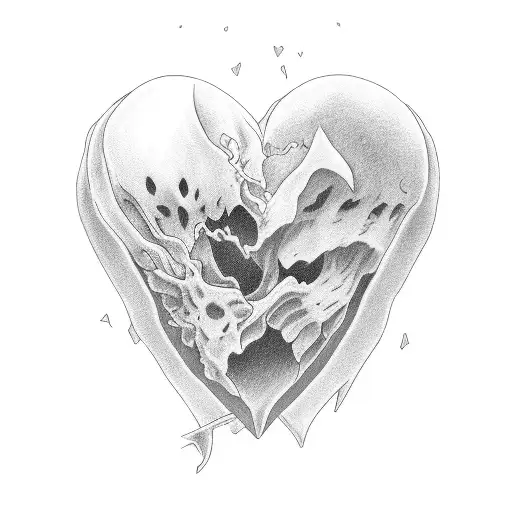 Broken Heart, con fuego; con el mensaje 'Remember the pain' tattoo design idea