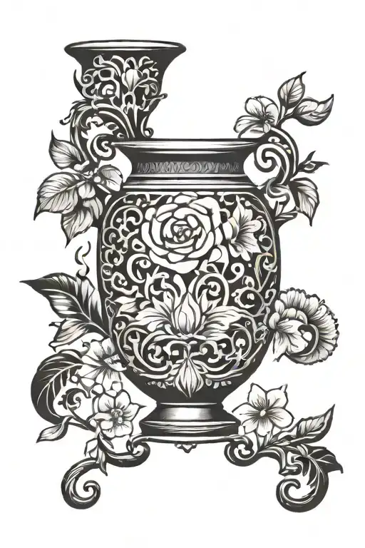 v shaped vase tattoo design idea