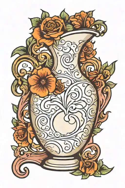 v shaped vase tattoo design idea
