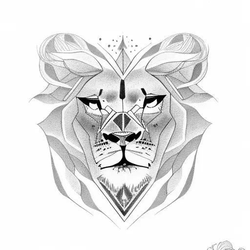 a lioness with two lion cubs tattoo design idea