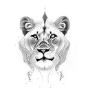 a lioness with two lion cubs tattoo design idea