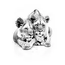 a lioness with two lion cubs tattoo design idea