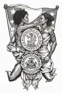 powerful women holding Haiti Flag tattoo design idea