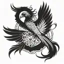 phoenix and death prophet  tattoo design idea