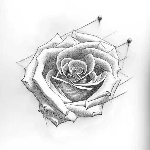 family, clouds, rose, clock, shaded tattoo design idea
