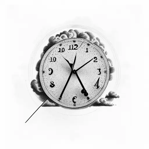 family, clouds, rose, clock, shaded tattoo design idea
