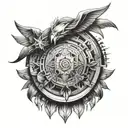 half circle with 3d geometric shapes on pectoral muscle and arm tattoo design idea