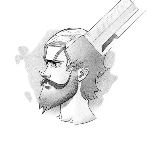Nordic man with beard tattoo design idea