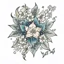 Taurus Constellation, maple leaf and sakura flowers tattoo design idea