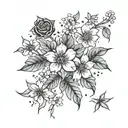 Taurus Constellation, maple leaf and sakura flowers tattoo design idea
