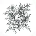 Taurus Constellation, maple leaf and sakura flowers tattoo design idea