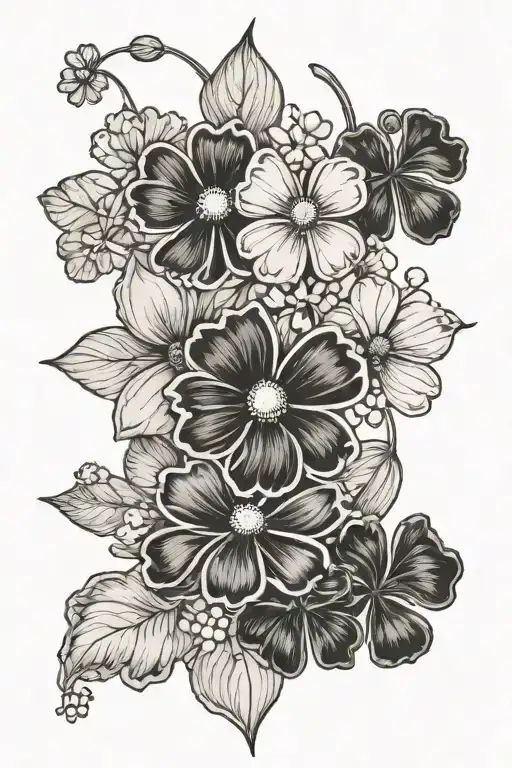 daisy and four leaf clover tattoo tattoo design idea