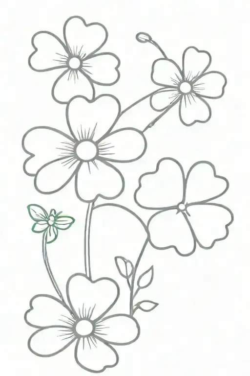 one daisy and one four leaf clover tattoo tattoo design idea