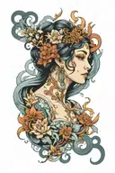 woman elemental goddess tattoo design idea
