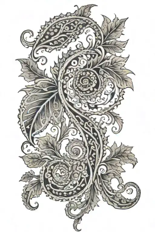 paisley pattern in vine growing tattoo design idea
