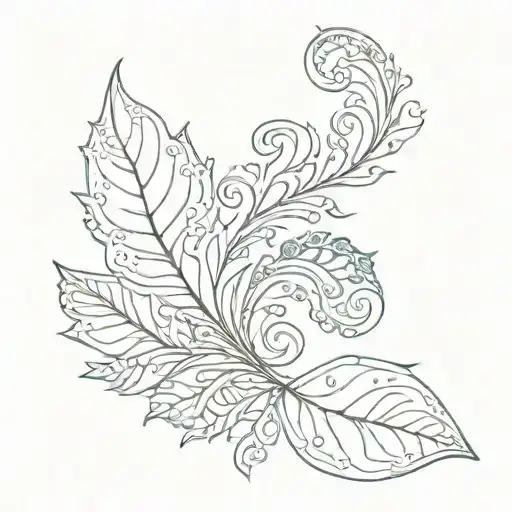paisley pattern in leaves intertwined tattoo design idea