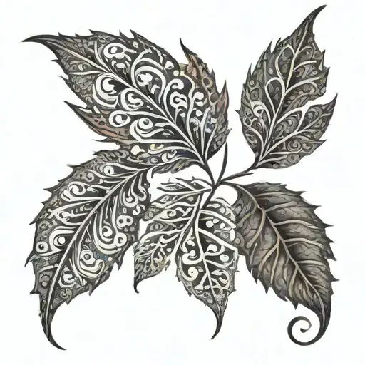 paisley pattern in leaves intertwined tattoo design idea