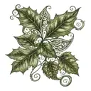 ivy vine with paisley pattern in leaves tattoo design idea