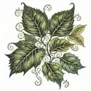 ivy vine with paisley pattern in leaves tattoo design idea