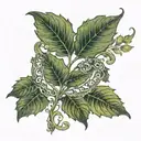 ivy vine with paisley pattern in leaves tattoo design idea