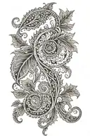paisley pattern in vine growing tattoo design idea