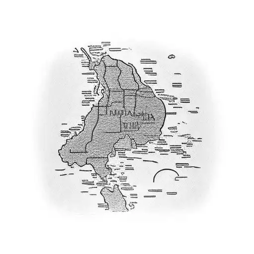 It is a tattoo on the forearm so it has to be vertical. Indonesian map cutout without place names, with a black dot on t tattoo design idea