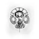 hip hop themed arm sleeve tattoo including Kanye, jay z, Kendrick and Travis Scott  tattoo design idea