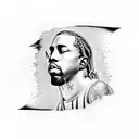 hip hop themed arm sleeve tattoo including Kanye, jay z, Kendrick and Travis Scott  tattoo design idea