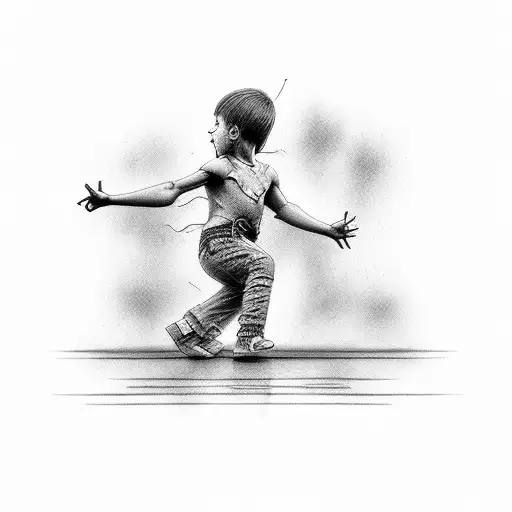 Back tattoo of boy dancing wildly in the rain, with dark background tattoo design idea