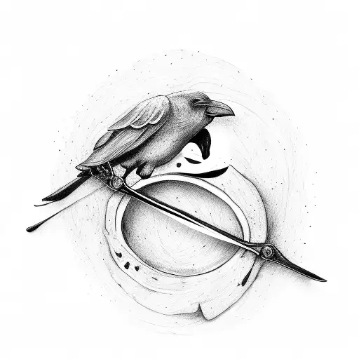 TWO CROWS HOLDING WEDDING RING tattoo design idea