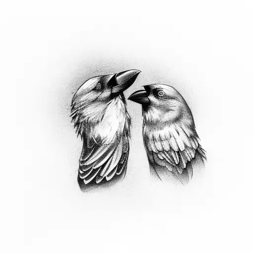 two crows holding wedding ring tattoo design idea
