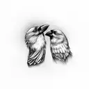 two crows holding wedding ring tattoo design idea