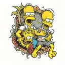 homer simpson strangling lisa and bart simpson tattoo design idea