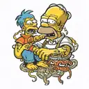 homer simpson strangling lisa and bart simpson tattoo design idea