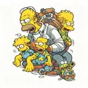 homer simpson strangling lisa and bart simpson tattoo design idea