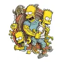 homer simpson strangling lisa and bart simpson tattoo design idea