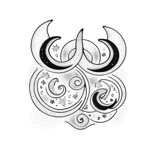 crescent moon with flowers and foliage  tattoo design idea