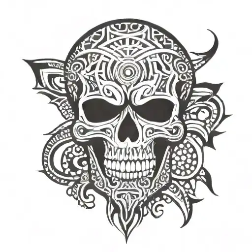 Tribal Armband Pattern Skull inside tattoo design idea