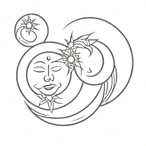 sun moon couple Sanskrit minimalistic tattoo design tattoo design idea