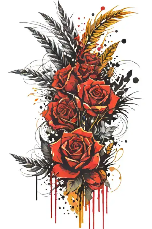 ocean, mountain, desert, wheat fields, corn fields, roses tattoo design idea