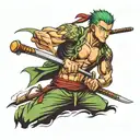 roronoa zoro after fight tattoo design idea