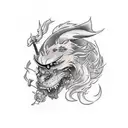 Erstelle mir eine Vorlage für ein Schulter-Brust Tattoo mit den Themen Final Fantasy 7 tattoo design idea