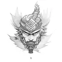 Erstelle mir eine Vorlage für ein Schulter-Brust Tattoo mit den Themen Final Fantasy 7 tattoo design idea