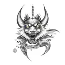 Erstelle mir eine Vorlage für ein Schulter-Brust Tattoo mit den Themen Final Fantasy 7 tattoo design idea