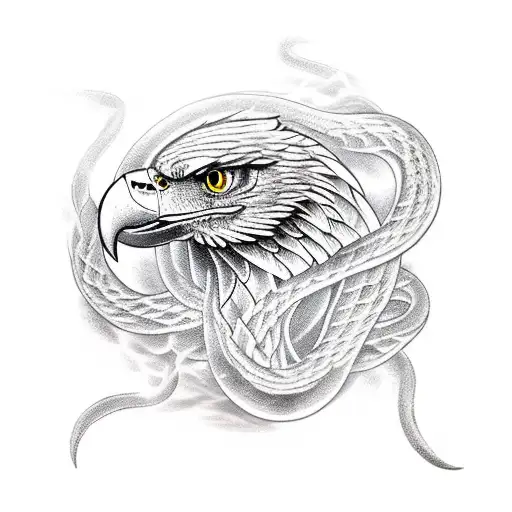 a fire eagle fighting ice snake tattoo design idea