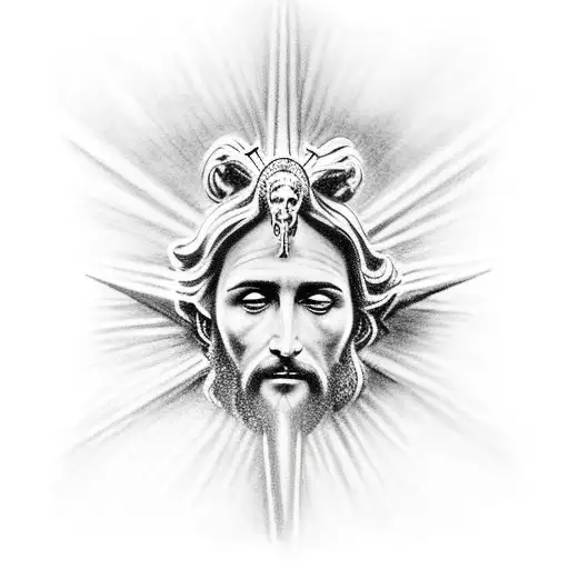 The Ascension, with Christ standing atop a rock at center tattoo design idea