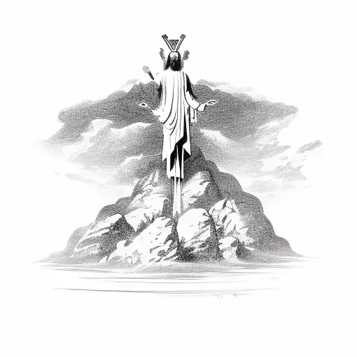 The Ascension, with Christ standing atop a rock at center tattoo design idea