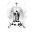 The Ascension, with Christ standing atop a rock at center tattoo design idea