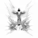 The Ascension, with Christ standing atop a rock at center tattoo design idea