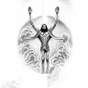 The Ascension, with Christ standing atop a rock at center tattoo design idea